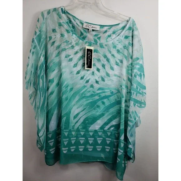 G collection womens green top size XL layered - Picture 1 of 10